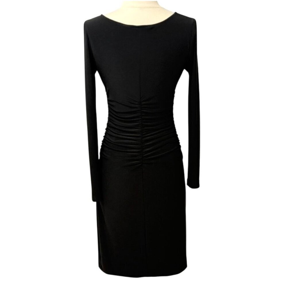 Norma Kamali Kamalikulture Dress Long Sleeve Ruched Black Stretch Bodycon Size S - Picture 5 of 10